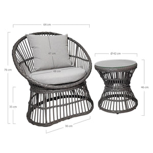 Lounge-Set – Graues Rattan, Kissen, Stahlbeine - Natal | House Nordic