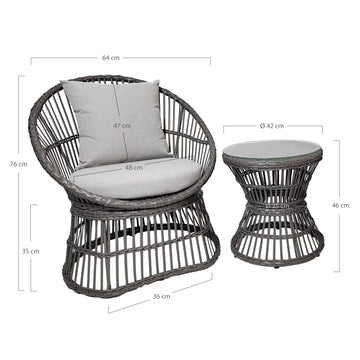 Lounge-Set – Graues Rattan, Kissen, Stahlbeine - Natal | House Nordic