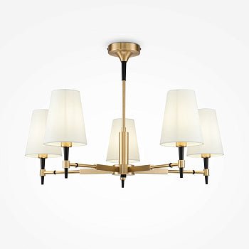Chandelier Brass Frame & White Textile Shades – Zaragoza | Maytoni image