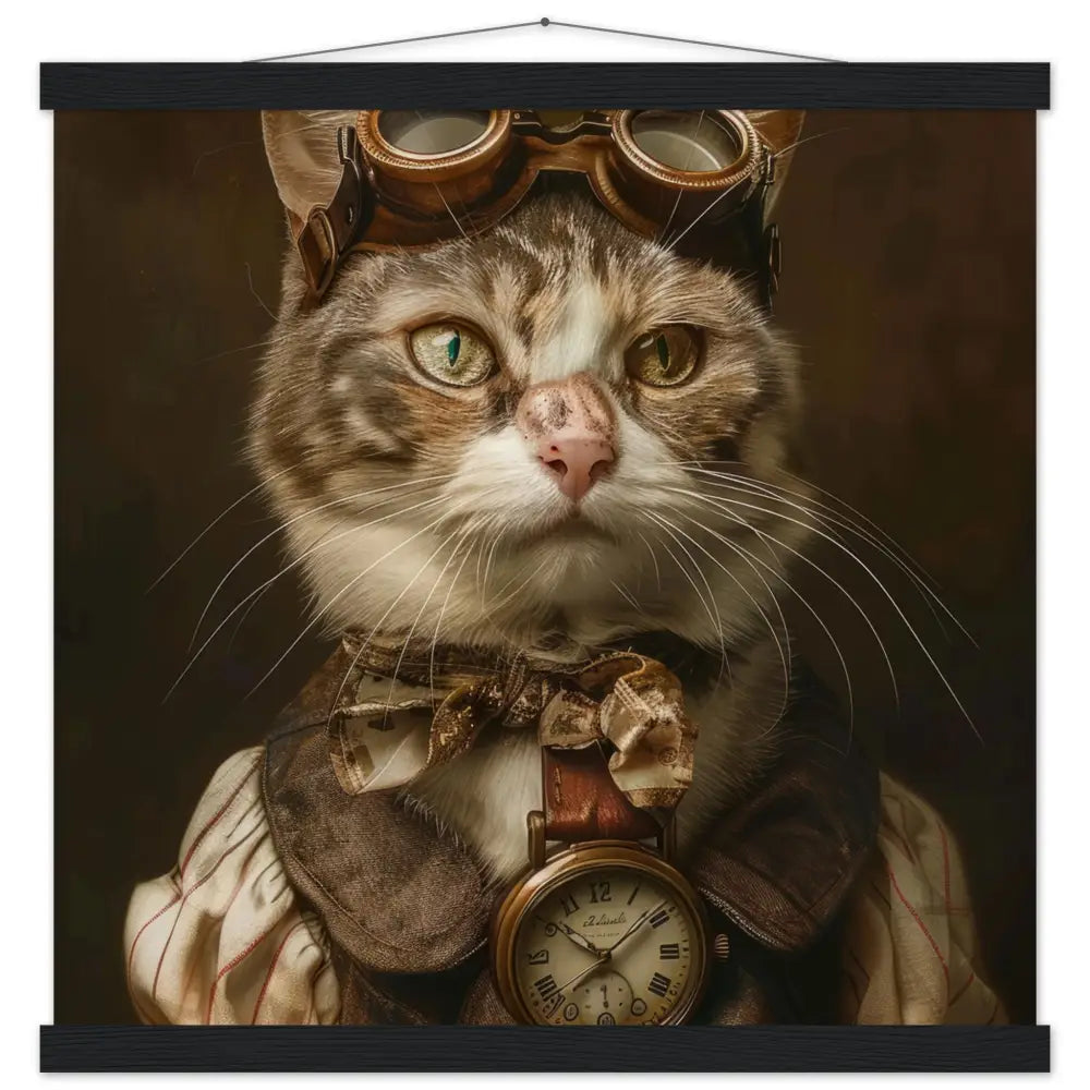 Schulposter – Chartreux Katze, Steampunk-Outfit, Taschenuhr | St Tropez Art