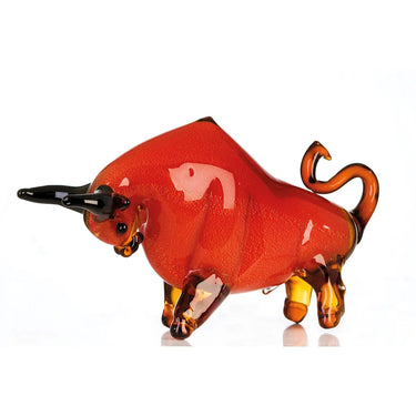 Figur – Glas Material, Glänzende Oberfläche, Rote Optik - Stier | Gilde