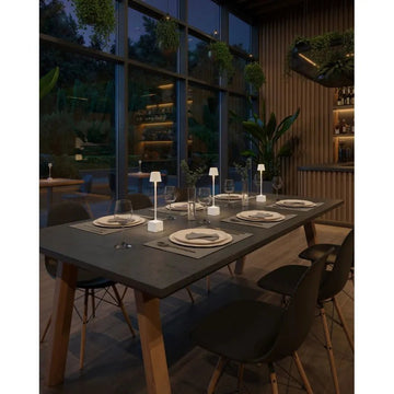 Tischleuchte Wiederaufladbar, 2200–3000K Einstellbares Licht, Touch - Dimmbar mit Memory - Funktion, IP54, 52h Akkulaufzeit – Dennis | Sompex - Esszett Luxury | Stilvolles Wohnen mit Charakter