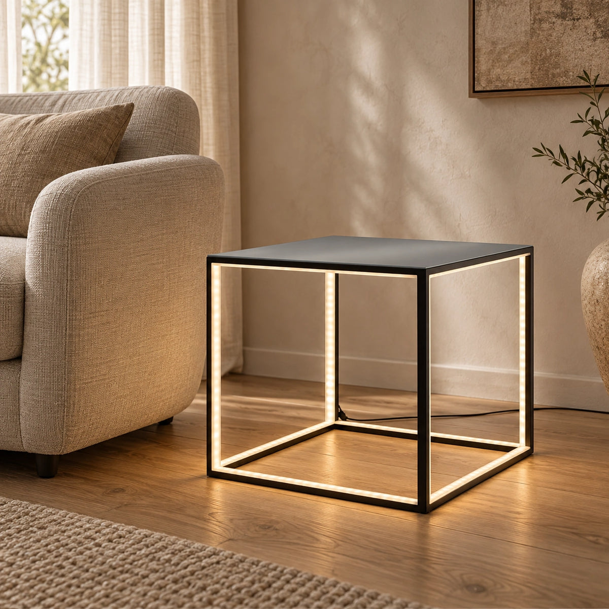 Floor lamp with high-quality metal body, slender design, integrated LED technology – DELUX | Sompex