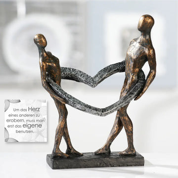 Skulptur – Mattes Kunstharz, Strukturierte Oberfläche, Herz Motiv, 31 cm - Connected | Gilde