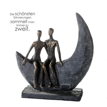 Skulptur – Mattes Kunstharz, Strukturierte Oberfläche, Paarmotiv, 23 cm - Moon | Gilde