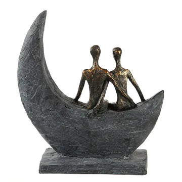 Skulptur – Mattes Kunstharz, Strukturierte Oberfläche, Paarmotiv, 23 cm - Moon | Gilde