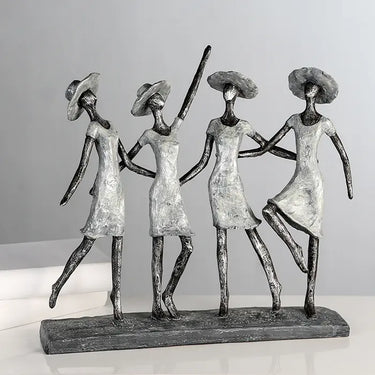 Skulptur – Mattes Kunstharz, Antikes Finish, Frauen Motiv, 34 cm - 4 Ladys | Gilde