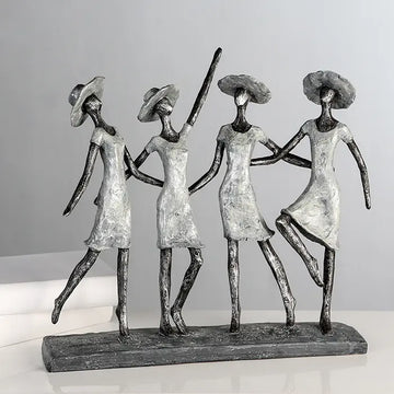 Skulptur – Mattes Kunstharz, Antikes Finish, Frauen Motiv, 34 cm - 4 Ladys | Gilde