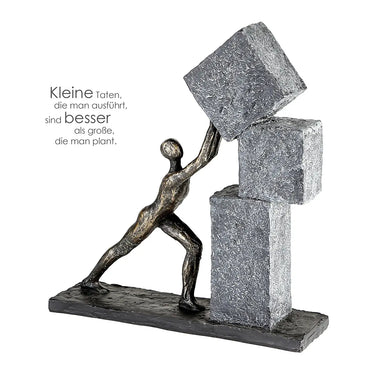 Skulptur – Strukturiertes Kunstharz, Bronze Grau, Mann Motiv, 30.5 cm - Stacking | Gilde