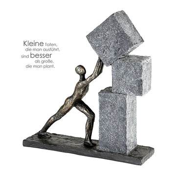 Skulptur – Strukturiertes Kunstharz, Bronze Grau, Mann Motiv, 30.5 cm - Stacking | Gilde