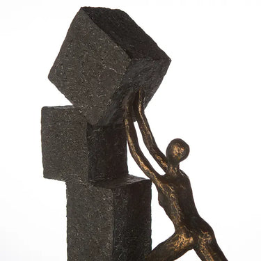 Skulptur – Strukturiertes Kunstharz, Bronze Grau, Mann Motiv, 30.5 cm - Stacking | Gilde
