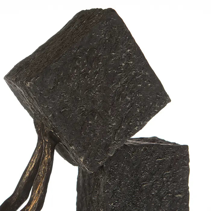 Skulptur – Strukturiertes Kunstharz, Bronze Grau, Mann Motiv, 30.5 cm - Stacking | Gilde