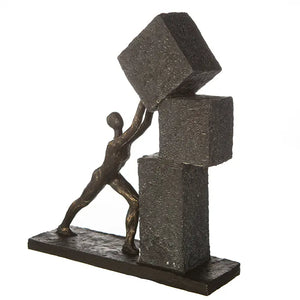 Skulptur – Strukturiertes Kunstharz, Bronze Grau, Mann Motiv, 30.5 cm - Stacking | Gilde