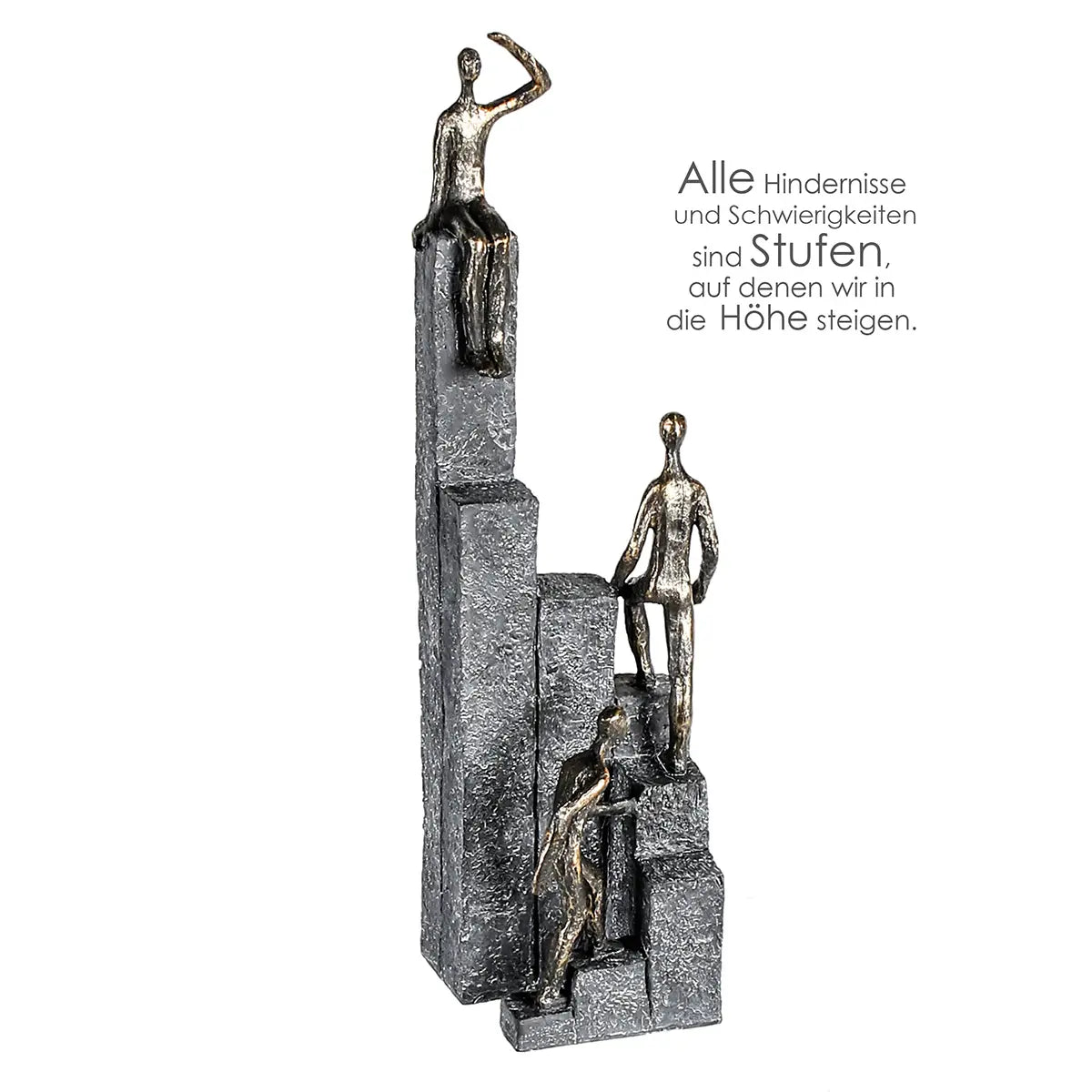 Skulptur – Strukturiertes Kunstharz, Bronze Grau, Runde Form, 39 cm - Climbing | Gilde