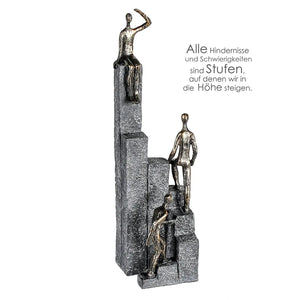 Skulptur – Strukturiertes Kunstharz, Bronze Grau, Runde Form, 39 cm - Climbing | Gilde