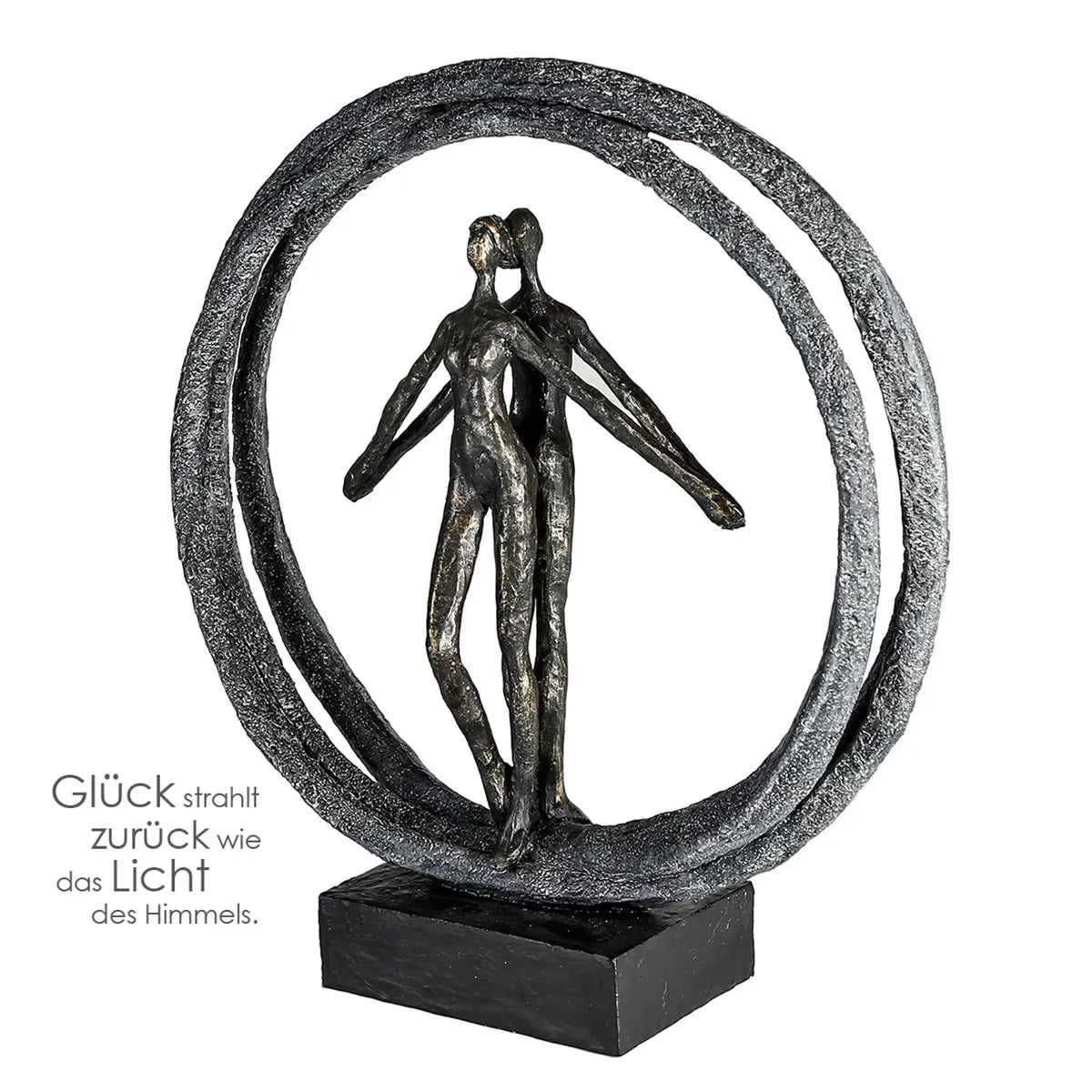 Skulptur – Strukturiertes Kunstharz, Bronze Grau, Paarmotiv, 40 cm - Paar im Ring | Gilde