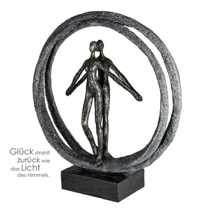 Skulptur – Strukturiertes Kunstharz, Bronze Grau, Paarmotiv, 40 cm - Paar im Ring | Gilde