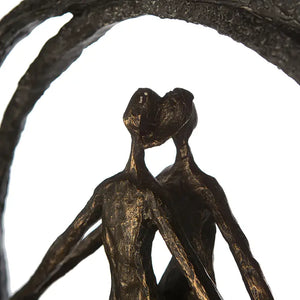 Skulptur – Strukturiertes Kunstharz, Bronze Grau, Paarmotiv, 40 cm - Paar im Ring | Gilde