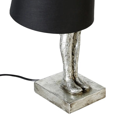 Tischleuchte – Kunstharz Antikfinish, Schwarz Silber, Mannmotiv, 58 cm - Man | Gilde