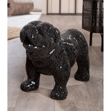 Dekofigur – Glänzendes Fiberglas, Kristallglas Akzente, Bulldoggenform, 42 cm - Black Disco | Gilde
