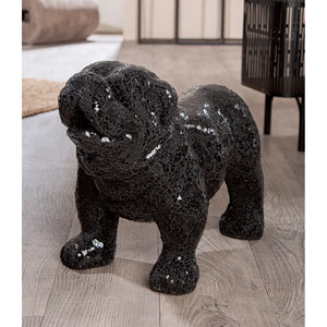 Dekofigur – Glänzendes Fiberglas, Kristallglas Akzente, Bulldoggenform, 42 cm - Black Disco | Gilde