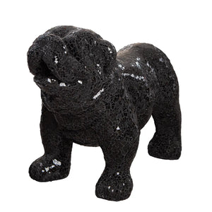 Dekofigur – Glänzendes Fiberglas, Kristallglas Akzente, Bulldoggenform, 42 cm - Black Disco | Gilde