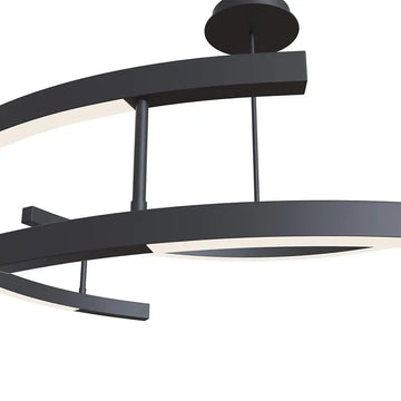 Pendant light with black aluminum round frame, integrated LED and opal diffuser (3 × 52 W, 2000 lm, 3000 K) – Line | Maytoni