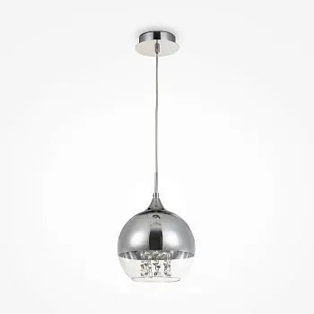 Pendant Light with Nickel Metal Frame, Clear Glass and Crystal Accents in a Luxurious Design – Fermi | Maytoni