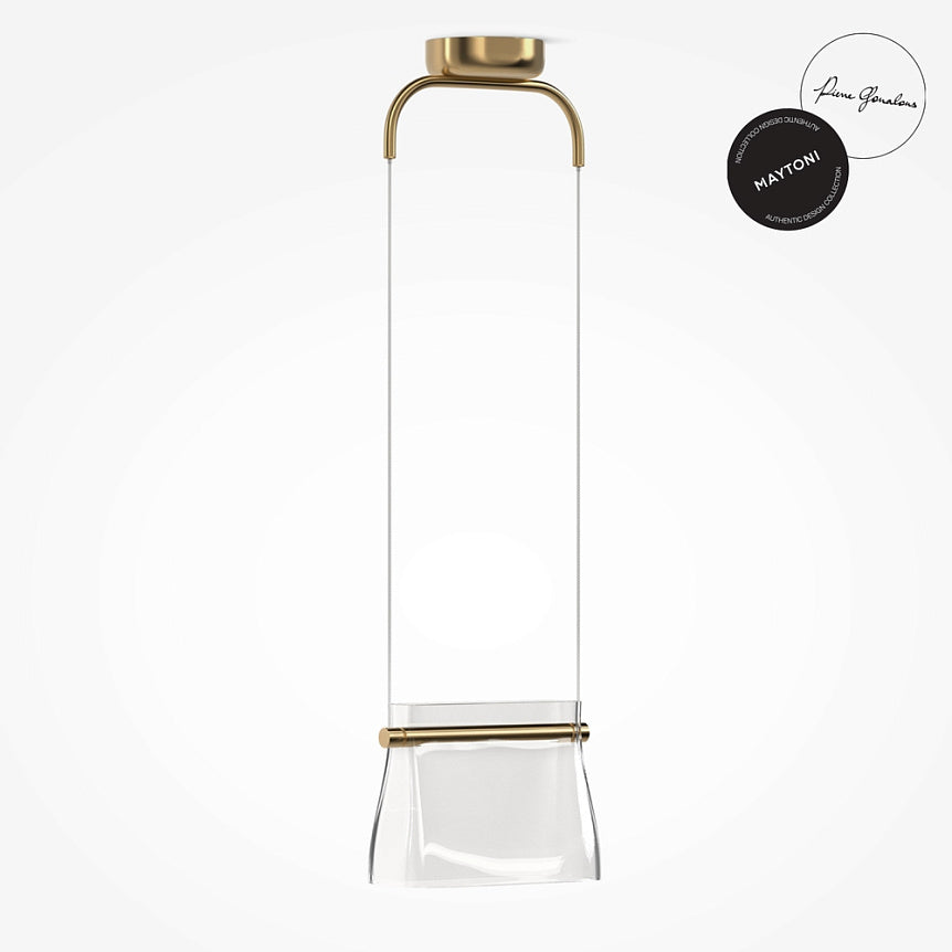 Brass metal frame pendant light, milky white glass & elegant design – Cabaret | Maytoni