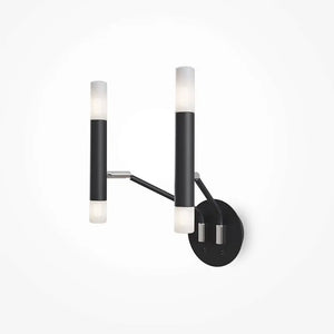Wall light with black metal frame and opal glass shades - Vigo | Maytoni