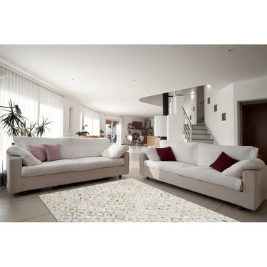 Lederteppich – Echtes Leder, Chrom Applikationen, Geometrisches Muster, 80 x 150 cm - Spark 110 | Kayoom