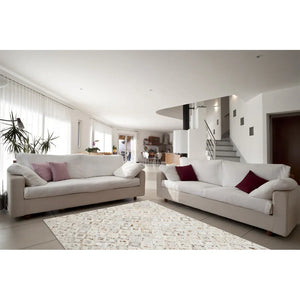 Handmade leather rug with metallic accents and fascinating structure – Spark 110 | Kayoom
