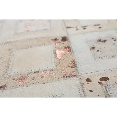 Lederteppich – Echtes Leder, Chrom Applikationen, Geometrisches Muster, 80 x 150 cm - Spark 110 | Kayoom