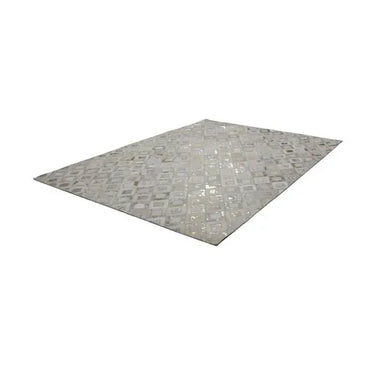 Lederteppich – Echtes Leder, Goldene Applikationen, Geometrisches Muster, 120 x 170 cm - Spark 110 | Kayoom