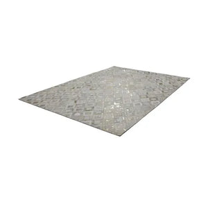Lederteppich – Echtes Leder, Goldene Applikationen, Geometrisches Muster, 120 x 170 cm - Spark 110 | Kayoom