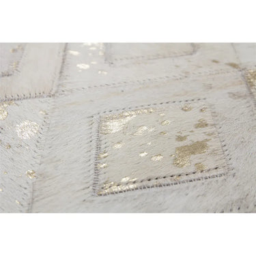 Lederteppich – Echtes Leder, Goldene Applikationen, Geometrisches Muster, 80 x 150 cm - Spark 110 | Kayoom