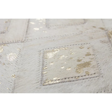 Lederteppich – Echtes Leder, Goldene Applikationen, Geometrisches Muster, 120 x 170 cm - Spark 110 | Kayoom
