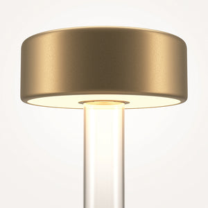 Akku-Tischleuchte – Goldene Oberfläche, Glassockel, Aluminiumschirm - AI Collaboration | Maytoni