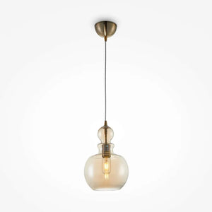 Pendant lamp with bronze metal frame and amber glass shade in a modern design - Tone | Maytoni