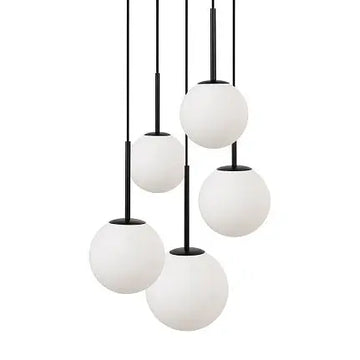 Pendant Lamp Black Metal Matt White Glass Cluster Design – Basic Form | Maytoni