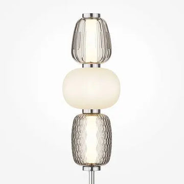 Table Lamp Metal Chrome Finish & White-Gray Glass Shade – Pattern | Maytoni