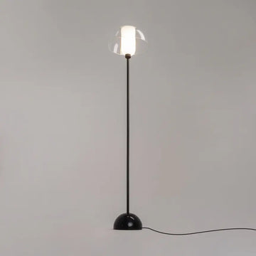 Floor lamp with black metal frame, glass shade & stylish silhouette – Memory | Maytoni