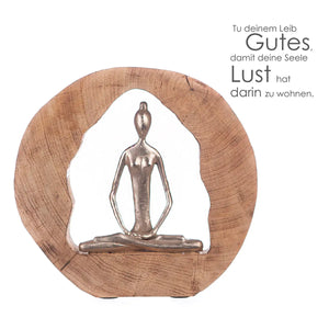 Skulptur – Aluminium Holz, Antikes Finish, Yoga Motiv, 27 cm - Health | Gilde