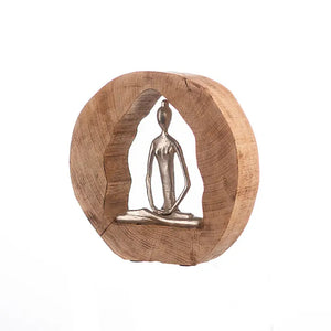 Skulptur – Aluminium Holz, Antikes Finish, Yoga Motiv, 27 cm - Health | Gilde