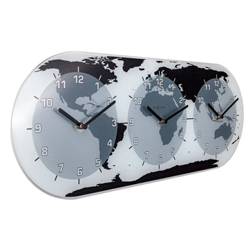Wanduhr – Drei Zeiten, Globale Anzeige, Klare Glasfront - Mondial | NeXtime