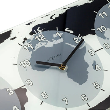 Wanduhr – Drei Zeiten, Globale Anzeige, Klare Glasfront - Mondial | NeXtime