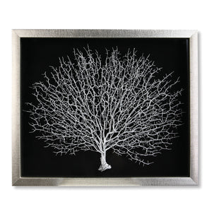 Wandbild – Glas Oberfläche, Silberfarbene Optik, Filigrane Struktur - Lebensbaum | Gilde