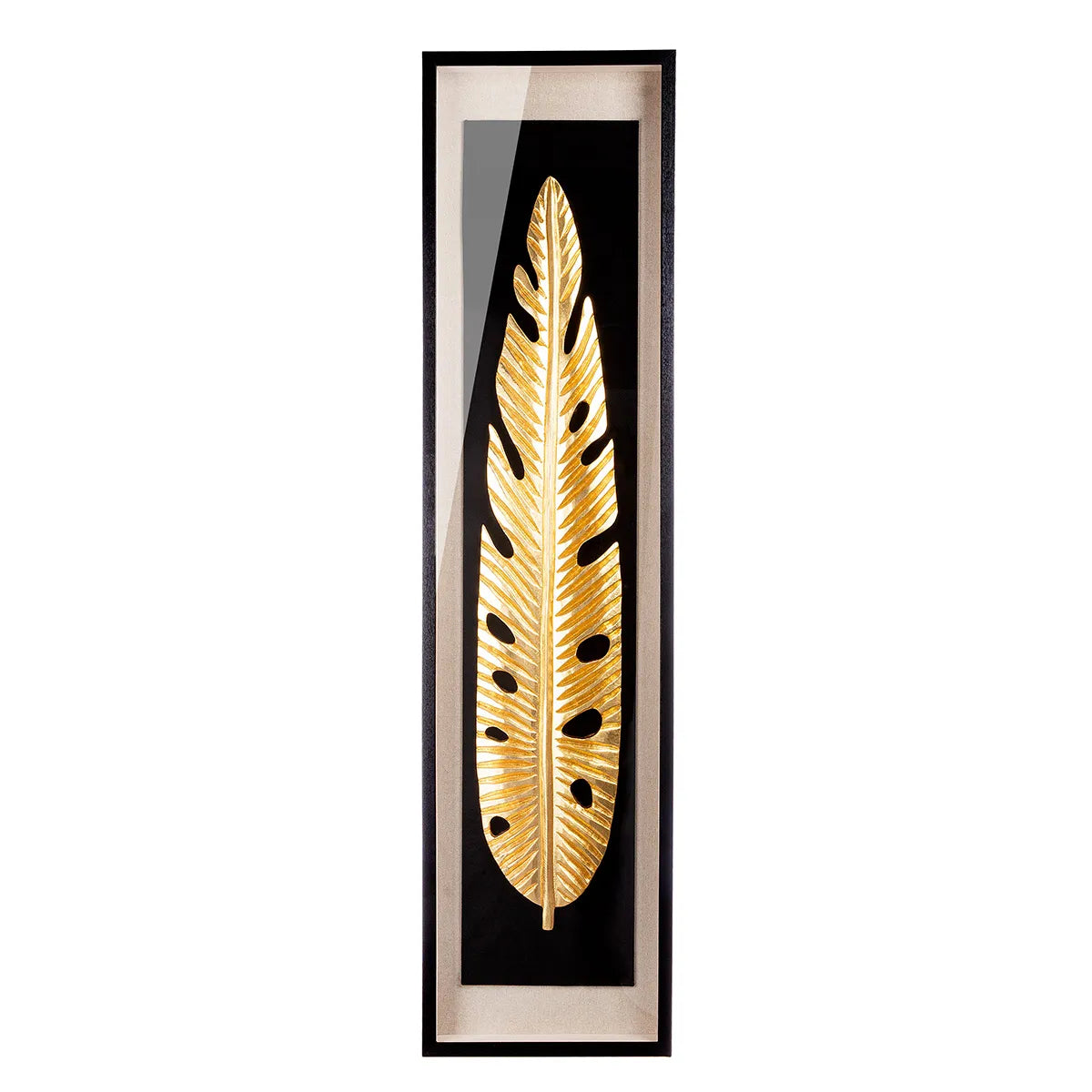 Wandbild – Glas Oberfläche, Goldfarbene Optik, Blatt Motiv - Golden Leaf | Gilde