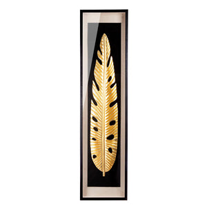 Wandbild – Glas Oberfläche, Goldfarbene Optik, Blatt Motiv - Golden Leaf | Gilde
