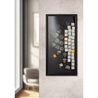 Wandbild – Glas Oberfläche, Metallische Optik, Würfel Design - Cubes | Gilde